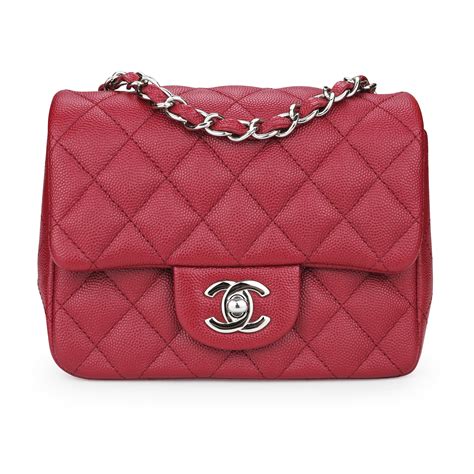 chanel 17b red mini|CHANEL 17B Red Caviar Square Mini Classic Flap .